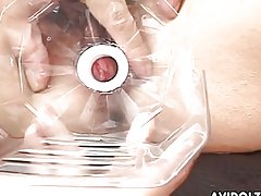 아름 다운 일본 아가씨 많은 두꺼운 틈 박제 되 면